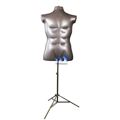 Inflatable Male Torso, Large with MS12 Stand, Silver